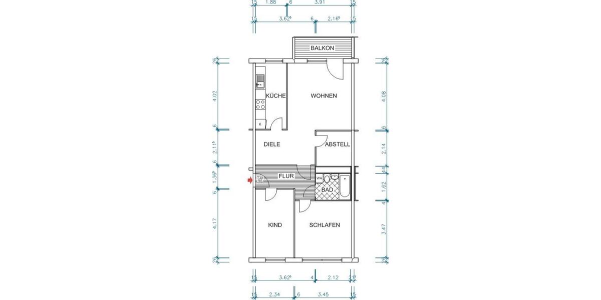 Etagenwohnung Chemnitz Markersdorf - 3 Zimmer, 69 m&sup2;, 375&euro; | Angebot:25753367