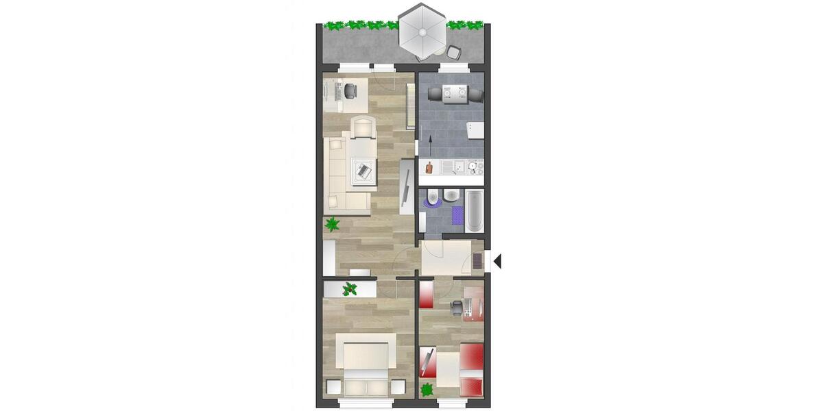 Erdgeschoßwohnung Chemnitz Markersdorf - 3 Zimmer, 69 m&sup2;, 361&euro; | Angebot:25924321