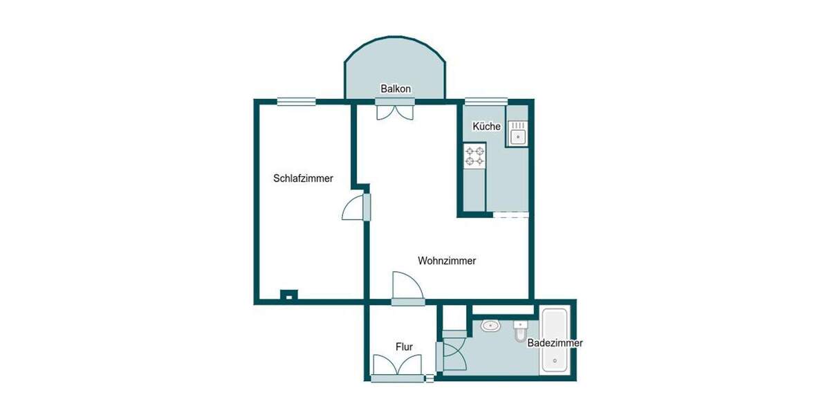 2- Raum- Wohnung mit einem offenen Grundriss, Balkon und Wannenbad in Hilbersdorf 2 zimmer