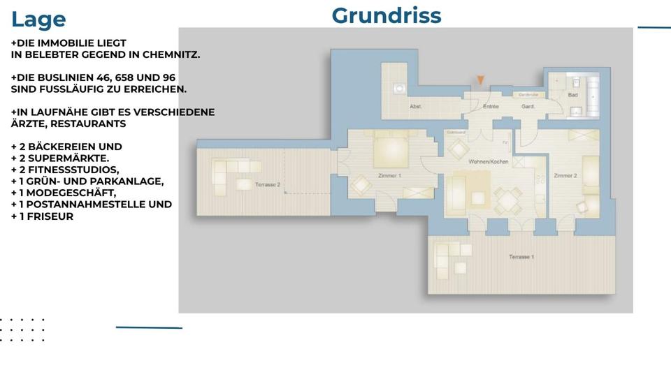 Terrassenwohnung Chemnitz Wittgensdorf - 3 Zimmer, 83 m&sup2;, 913&euro; | Angebot:24658677