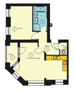 Erdgeschoßwohnung Chemnitz Hilbersdorf - 2 Zimmer, 59 m&sup2;, 418&euro; | Angebot:26495130