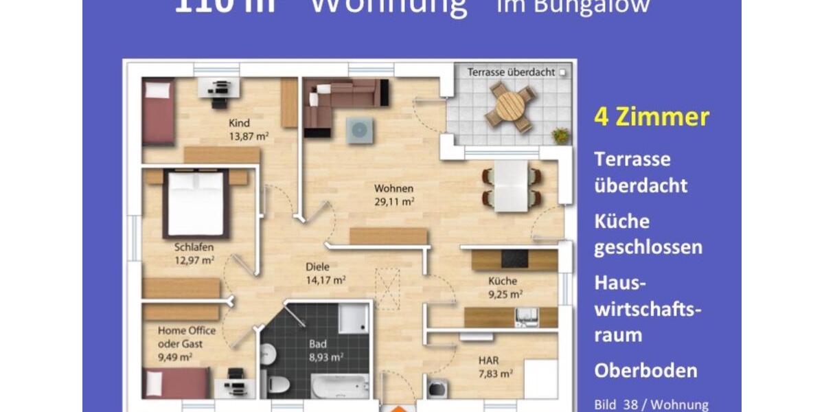 Bungalow Chemnitz Röhrsdorf - 4 Zimmer, 110 m&sup2;, 1.280&euro; | Angebot:24680281