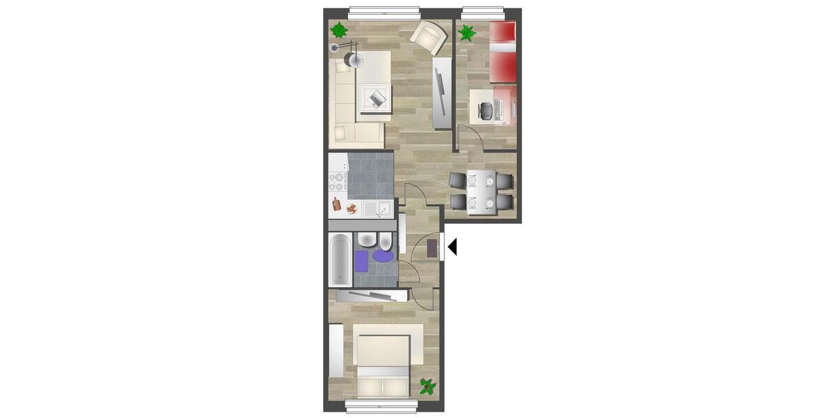 Erdgeschoßwohnung Chemnitz Helbersdorf - 3 Zimmer, 54 m&sup2;, 255&euro; | Angebot:26701326