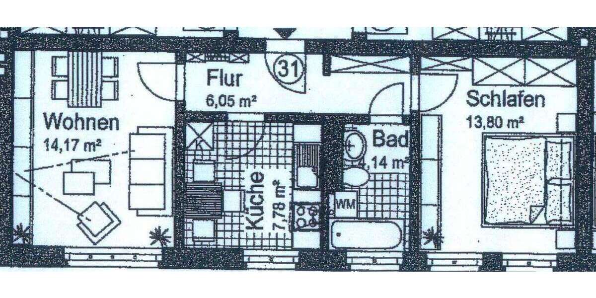 Zimmer Chemnitz Lutherviertel - 2 Zimmer, 45 m&sup2;, 285&euro; | Angebot:26128063