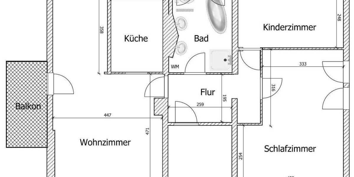 Etagenwohnung Chemnitz Mittelbach - 3 Zimmer, 79 m&sup2;, 425&euro; | Angebot:26878959