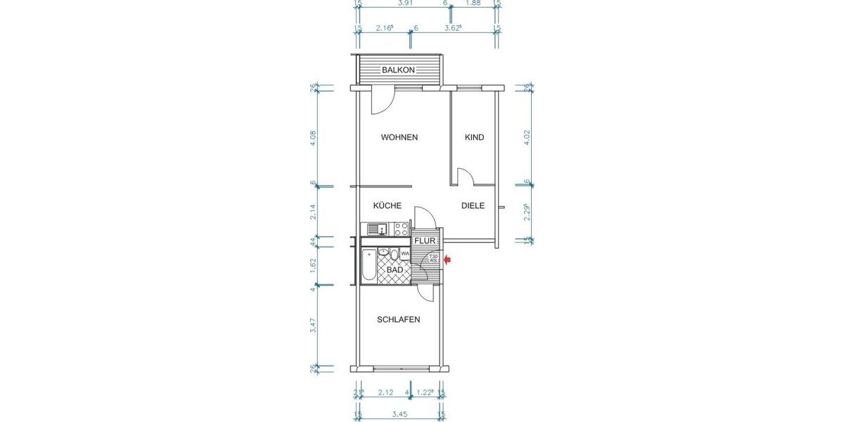 Etagenwohnung Chemnitz Markersdorf - 3 Zimmer, 56 m&sup2;, 307&euro; | Angebot:26339282