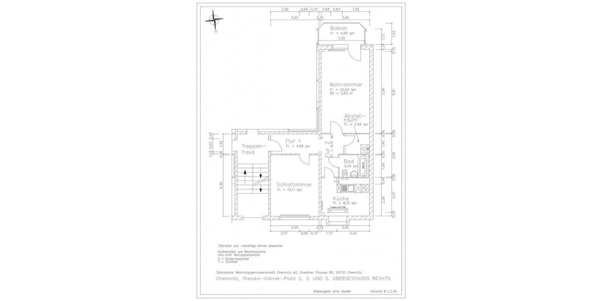 Etagenwohnung Chemnitz Sonnenberg - 2 Zimmer, 60 m&sup2;, 301&euro; | Angebot:25709135