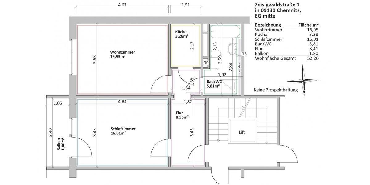 Erdgeschoßwohnung Chemnitz Hilbersdorf - 2 Zimmer, 52 m&sup2;, 340&euro; | Angebot:25974124
