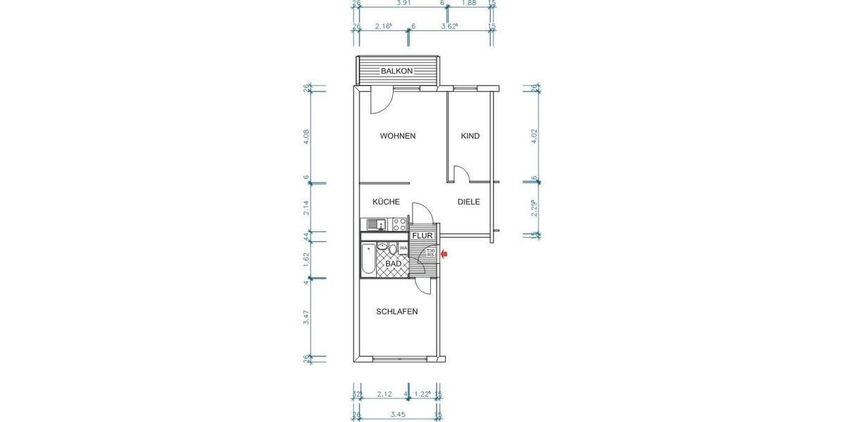 Etagenwohnung Chemnitz Klaffenbach - 3 Zimmer, 56 m&sup2;, 293&euro; | Angebot:26635781