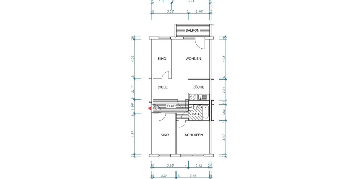 Etagenwohnung Chemnitz Klaffenbach - 4 Zimmer, 69 m&sup2;, 370&euro; | Angebot:19881080