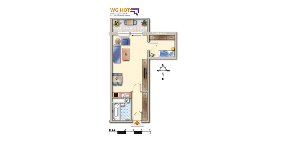 Etagenwohnung Hohenstein-Ernstthal Ernstthal - 1 Zimmer, 37 m&sup2;, 252&euro; | Angebot:26364566