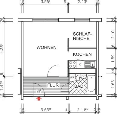 Etagenwohnung Chemnitz Markersdorf - 1 Zimmer, 32 m&sup2;, 150&euro; | Angebot:26339287