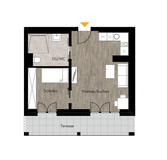 Erdgeschoßwohnung Chemnitz Rabenstein - 2 Zimmer, 46 m&sup2;, 664&euro; | Angebot:23038367