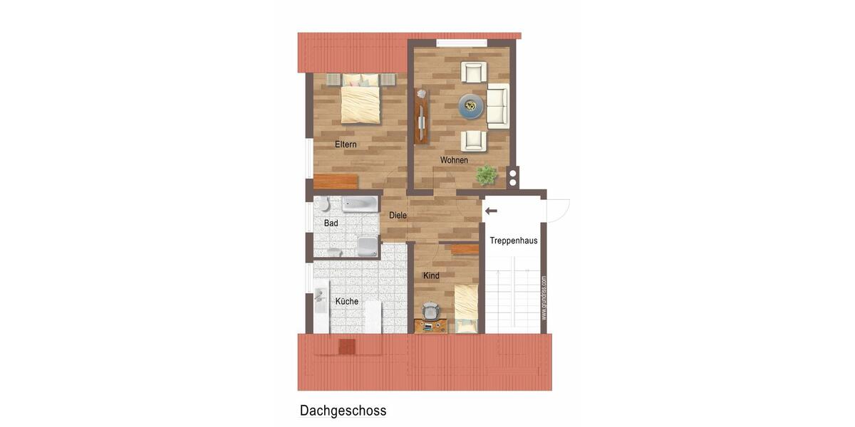 Schöne 3-Raum-Dachgeschosswohnung mit Einbauküche und Stellplatz 3 zimmer