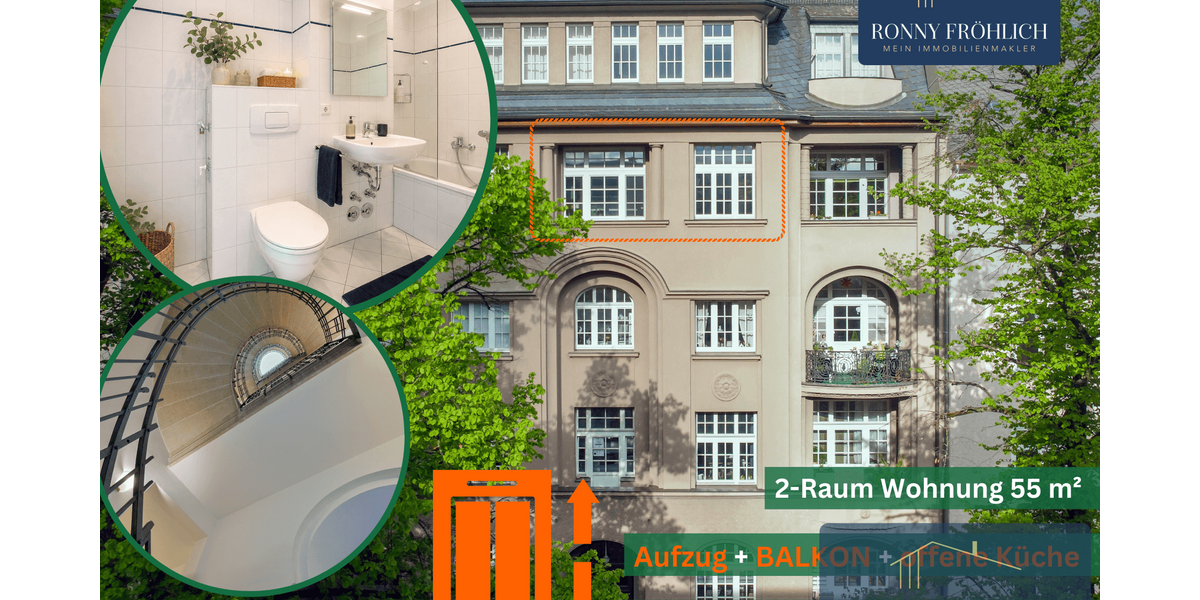 Etagenwohnung Chemnitz Kapellenberg - 2 Zimmer, 55 m&sup2;, 69.000&euro; | Angebot:27199004