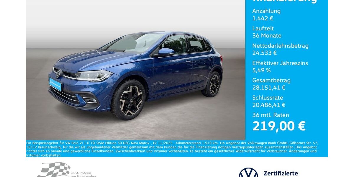 VW Polo 1.919 km 24.975 &euro; Bernsdorf 09337