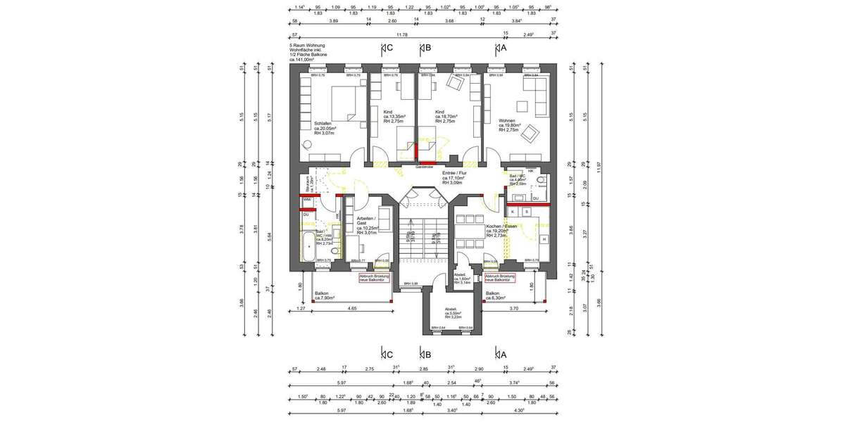 Etagenwohnung Chemnitz Lutherviertel - 5 Zimmer, 141 m&sup2;, 990&euro; | Angebot:26395105