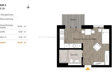 Wohnung Chemnitz Rabenstein - 1 Zimmer, 34 m&sup2;, 463&euro; | Angebot:23089910