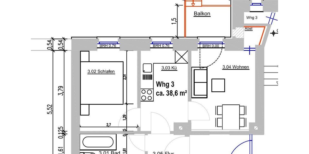 Hochparterre Chemnitz Ebersdorf - 2 Zimmer, 39 m&sup2;, 220&euro; | Angebot:26633245
