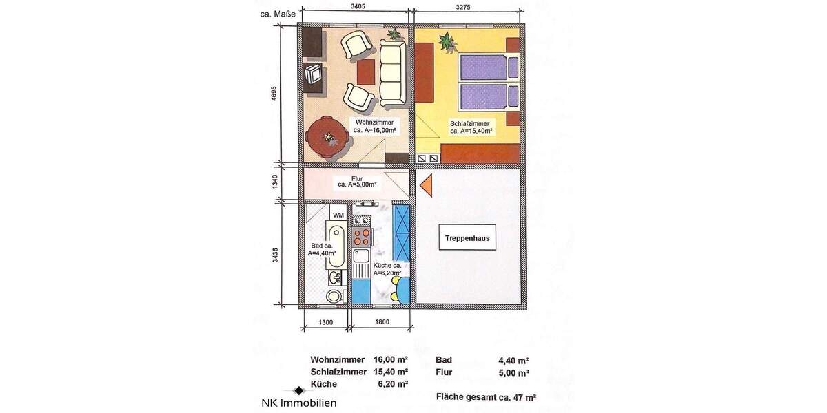 Etagenwohnung Limbach-Oberfrohna Oberfrohna - 2 Zimmer, 47 m&sup2;, 30.550&euro; | Angebot:25629890