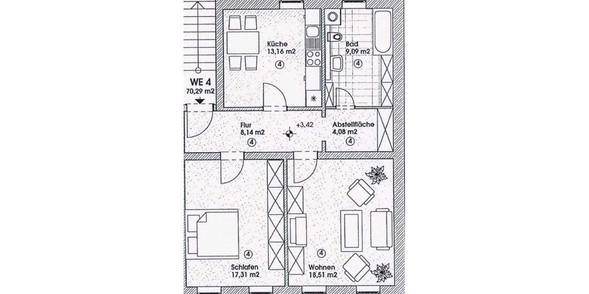 Etagenwohnung Chemnitz Ebersdorf - 2 Zimmer, 70 m&sup2;, 77.000&euro; | Angebot:27222696
