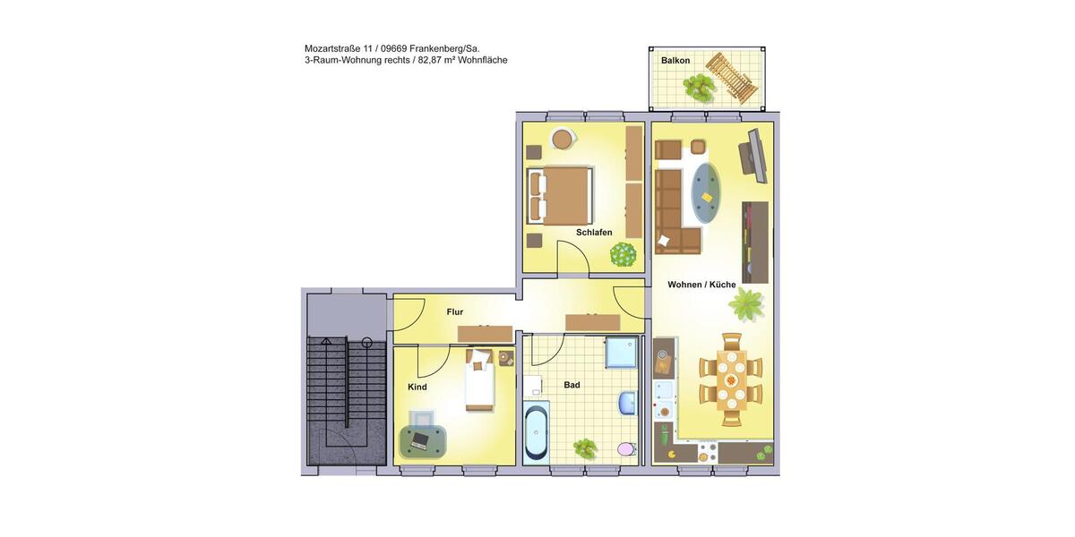 Etagenwohnung Frankenberg (Sachsen) - 5 Zimmer, 109 m&sup2;, 739&euro; | Angebot:10007252