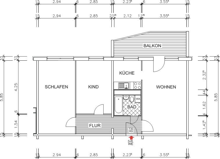 Etagenwohnung Chemnitz Klaffenbach - 3 Zimmer, 72 m&sup2;, 442&euro; | Angebot:26621729