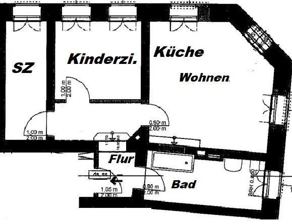 Erdgeschoßwohnung Chemnitz Hilbersdorf - 3 Zimmer, 54 m&sup2;, 381&euro; | Angebot:25432935