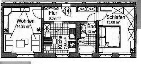 Etagenwohnung Chemnitz Lutherviertel - 2 Zimmer, 45 m&sup2;, 285&euro; | Angebot:26806951