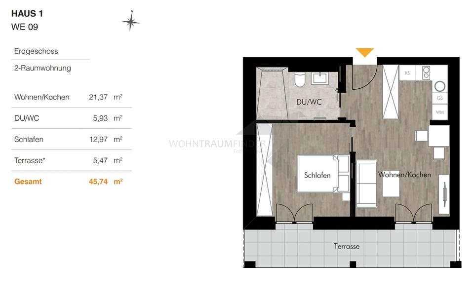 Erdgeschoßwohnung Chemnitz Rabenstein - 2 Zimmer, 46 m&sup2;, 572&euro; | Angebot:23102835